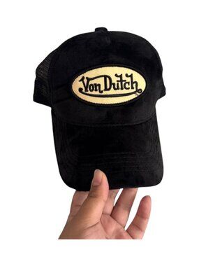 Von Dutch Black Velvet Trucker Hat